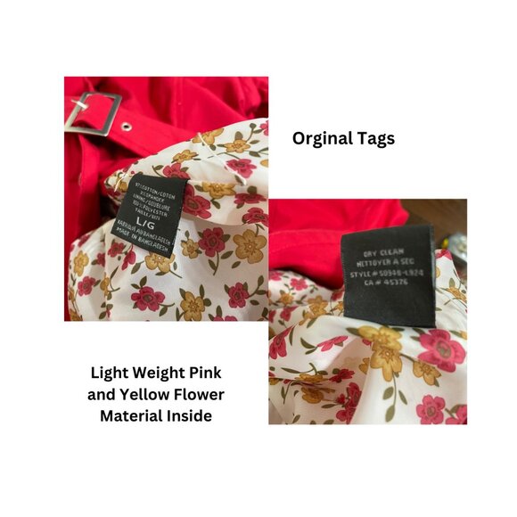 Large Suzi Shier Red With Silver Detail Buttons and Belt Trench Coat - Picture 6 of 8